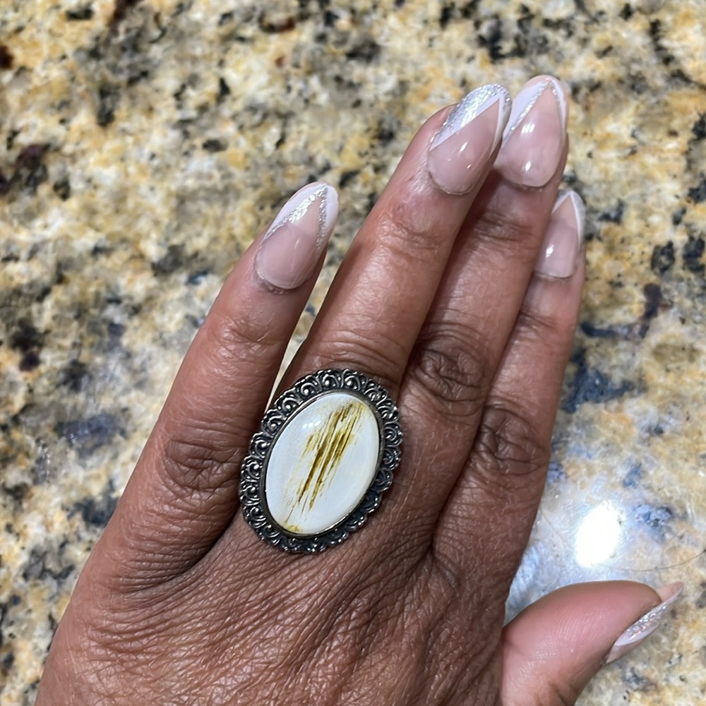 Resin Amber Boho Statement Ring